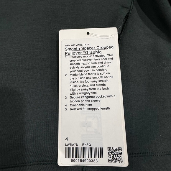 NWT Lululemon Smooth Spacer Cropped Pullover *Graphic Rainforest Green - Picture 5 of 5